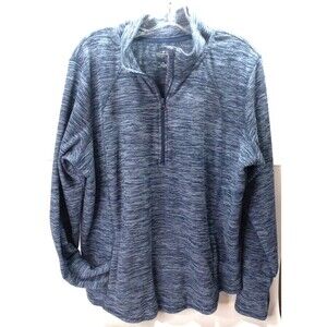 St. John's Bay Active Apparel Womens XL Top 3/4 Zip Long Sleeve Variegated Blue